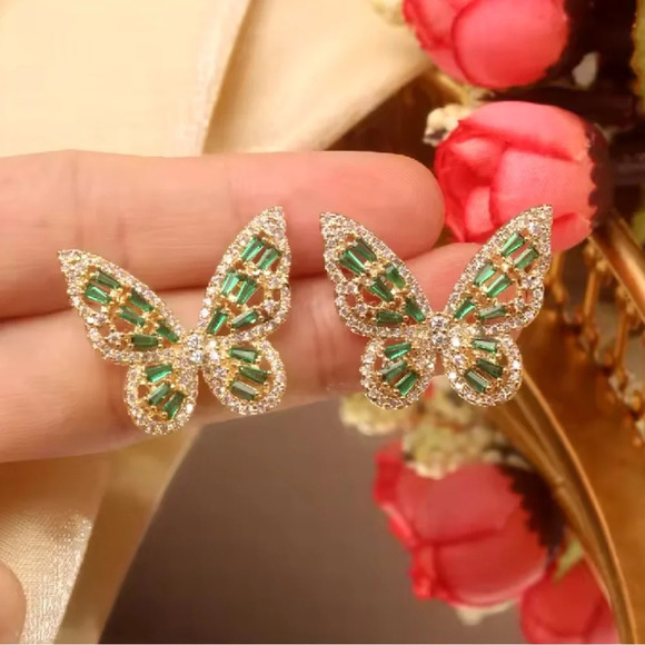 Butterfly Green 18K Gold Stainless Steel Waterproof Set - Picture 3 of 12